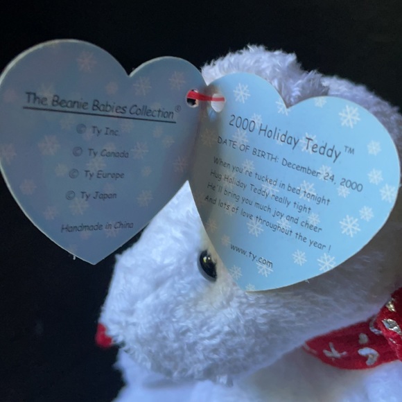 2000 holiday teddy ❄️ •TY Beanie baby original collection from  90’s 2000’s - Picture 2 of 6
